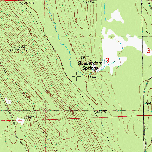 Topographic Map of Beaverdam Springs, OR