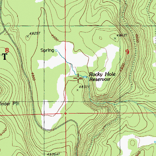 Topographic Map of Rocky Hole Reservoir, OR