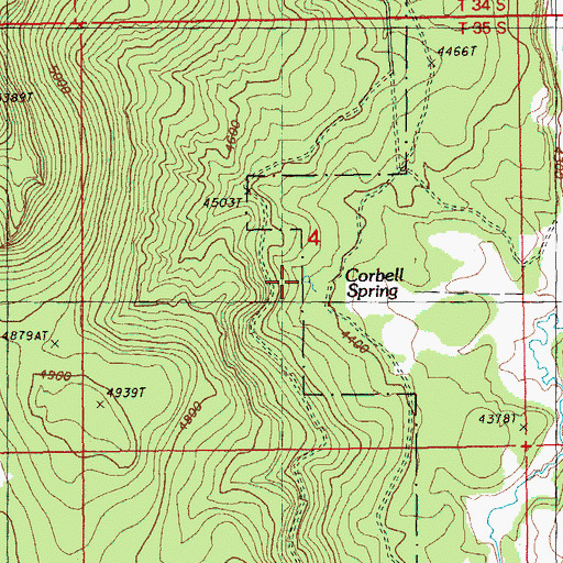 Topographic Map of Corbell Spring, OR