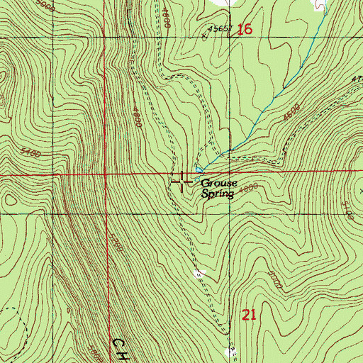 Topographic Map of Grouse Spring, OR