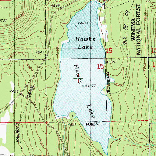 Topographic Map of Hawks Lake, OR