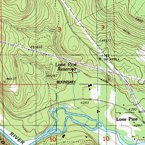 Topographic Map of Lone Pine Reservoir, OR