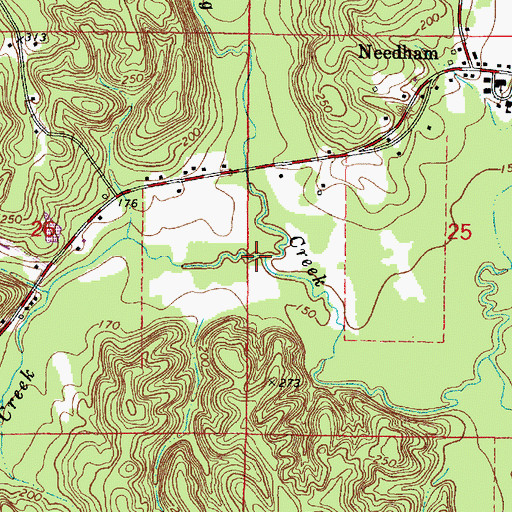 Topographic Map of Cane Creek, AL