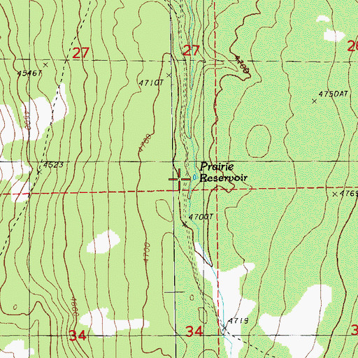 Topographic Map of Prairie Reservoir, OR