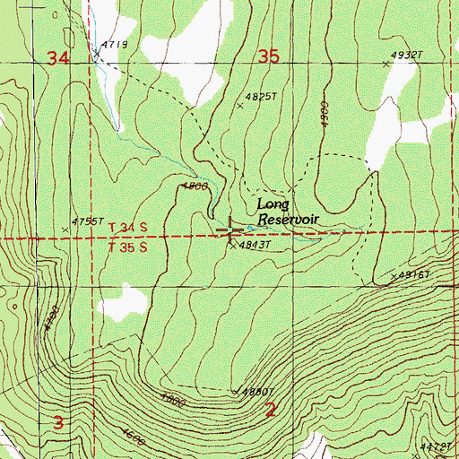 Topographic Map of Long Reservoir, OR