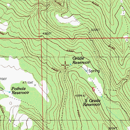 Topographic Map of Grade Reservoir, OR