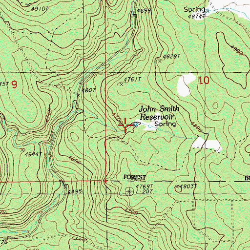 Topographic Map of John Smith Reservoir, OR