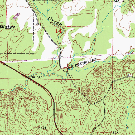 Topographic Map of Cane Creek, AL