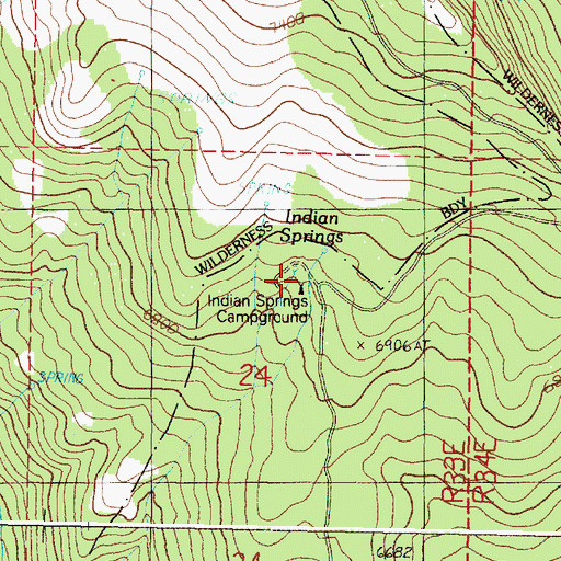 Topographic Map of Indian Springs Campground, OR
