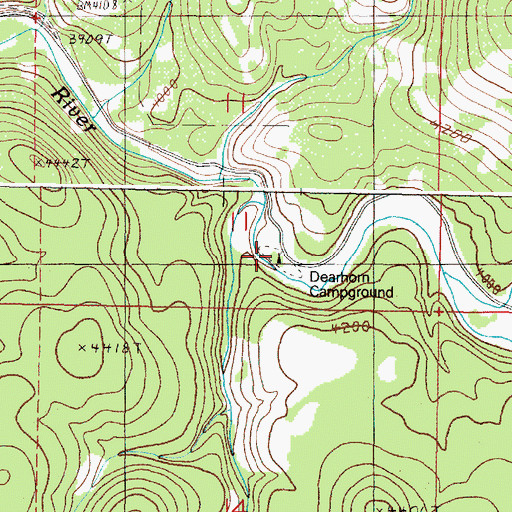 Topographic Map of Deerhorn Campground, OR
