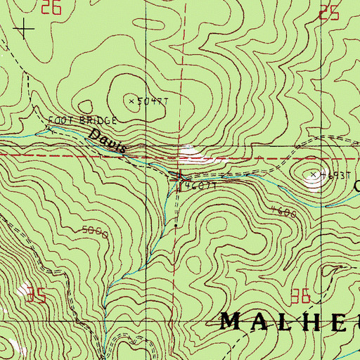 Topographic Map of Davis Creek Trail, OR