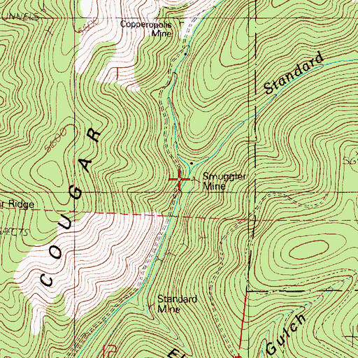 Topographic Map of Smuggler Mine, OR