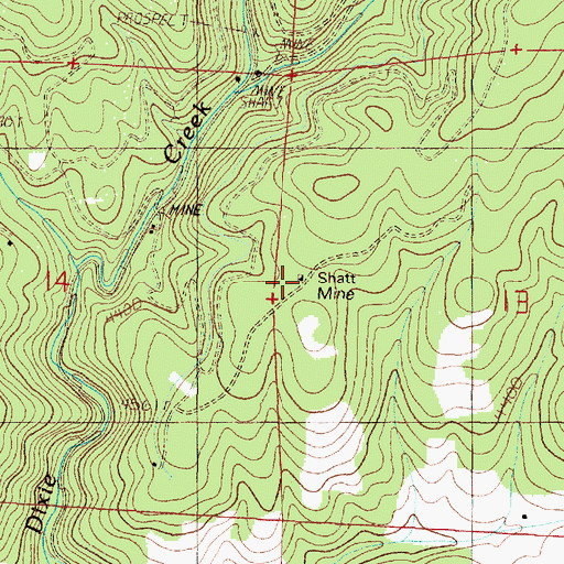 Topographic Map of Shatt Mine, OR