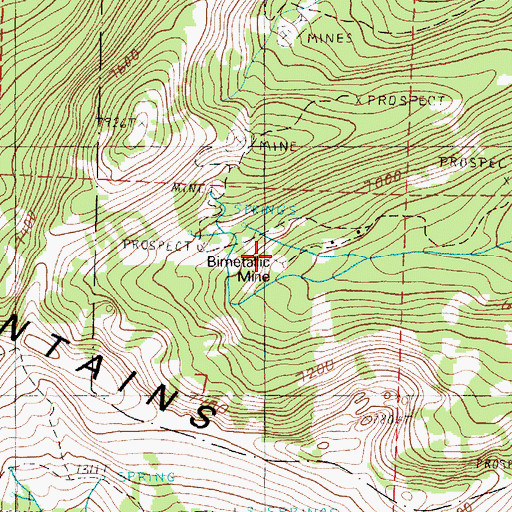 Topographic Map of Bimetallic Mine, OR
