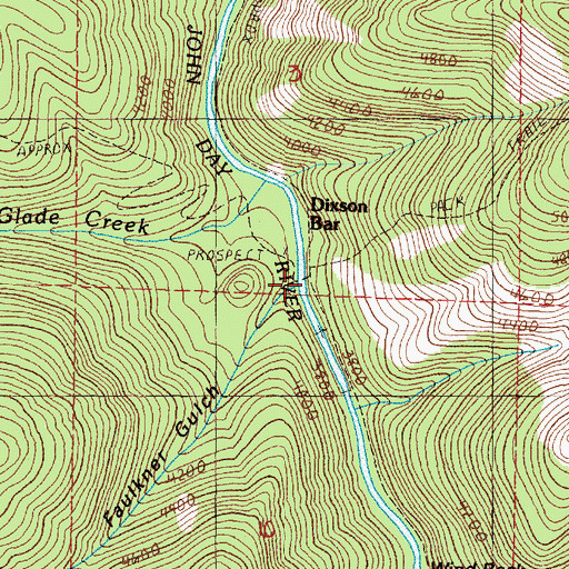 Topographic Map of Faulkner Gulch, OR