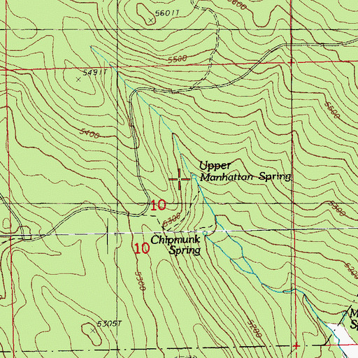 Topographic Map of Upper Manhattan Spring, OR