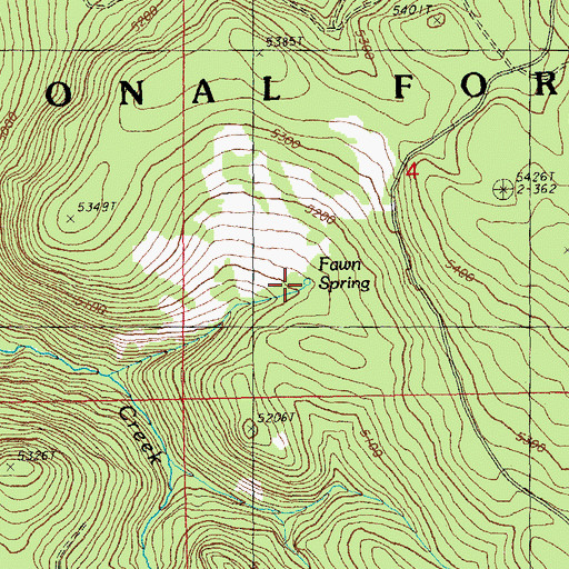 Topographic Map of Fawn Spring, OR