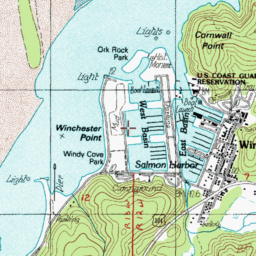 Topographic Map of Salmon Harbor West Basin, OR