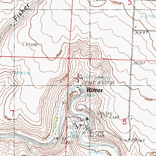 Topographic Map of Ritter Hot Springs, OR