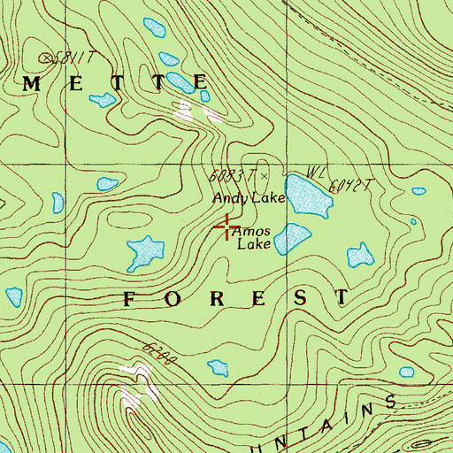 Topographic Map of Amos Lake, OR