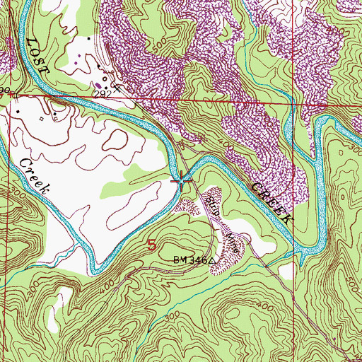 Topographic Map of Cane Creek, AL