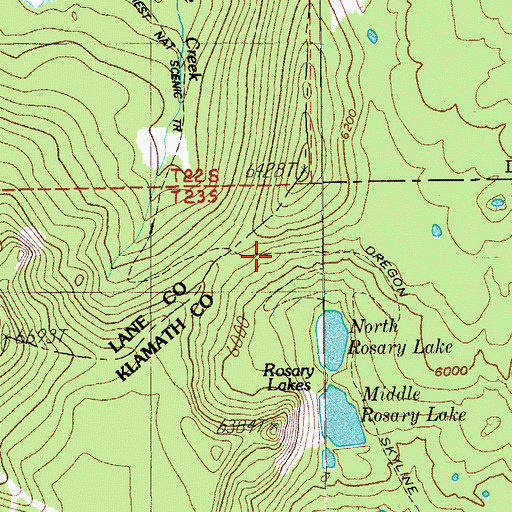 Topographic Map of Maiden Peak Saddle, OR