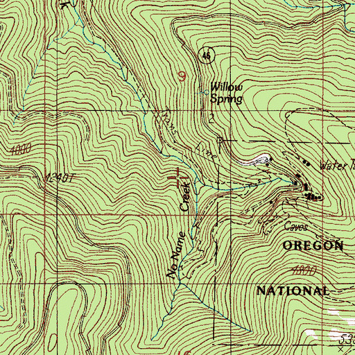 Topographic Map of No Name Creek, OR