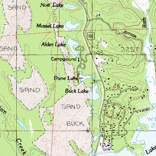 Topographic Map of Dune Lake, OR