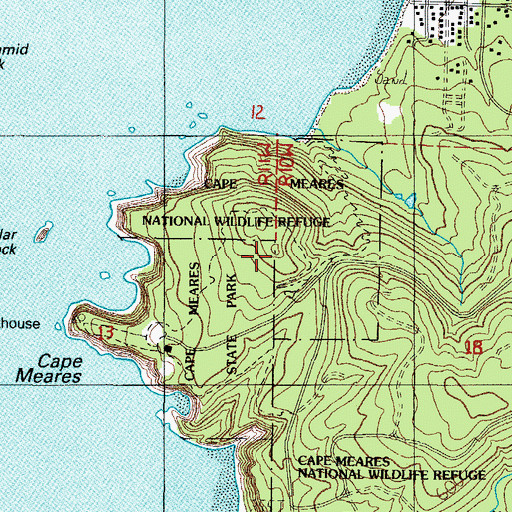 Topographic Map of Cape Meares National Wildlife Refuge, OR