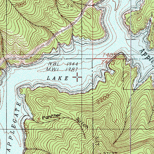 Topographic Map of Applegate Lake, OR