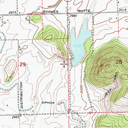 Topographic Map of Barnes Butte Dam, OR