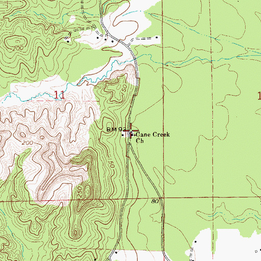Topographic Map of Cane Creek Church, AL