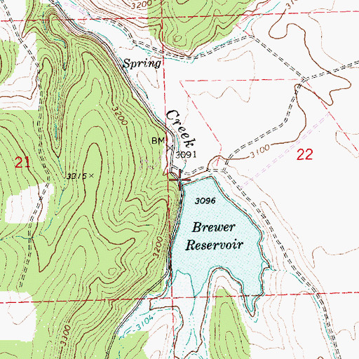 Topographic Map of Brewer Dam, OR
