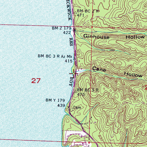 Topographic Map of Cane Hollow, AL