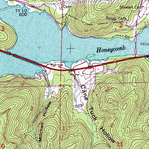 Topographic Map of Cane Tuck Hollow, AL