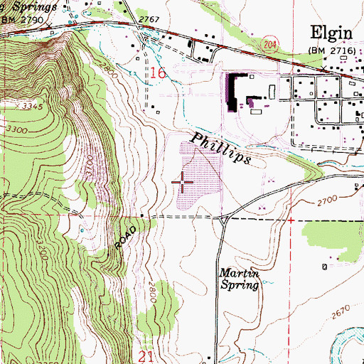 Topographic Map of Elgin Mill Wastewater Lagoon, OR