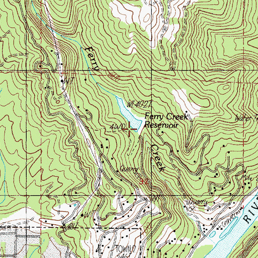 Topographic Map of Ferry Creek Dam, OR
