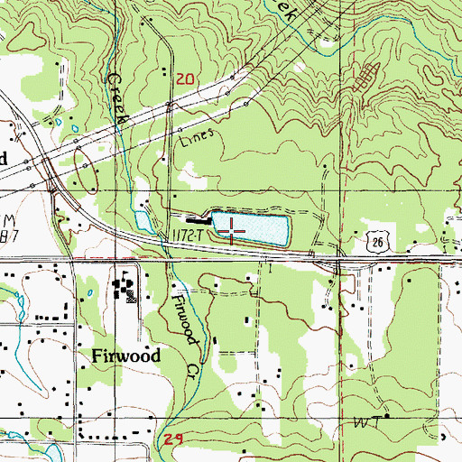 Topographic Map of Firwood Veneer Corporation Reservoir, OR
