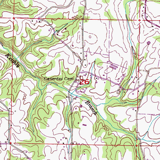 Topographic Map of Canerday Cemetery, AL