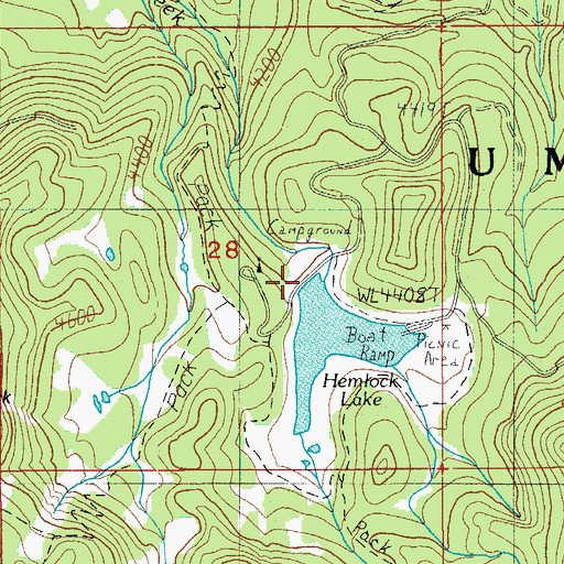 Topographic Map of Hemlock Meadows Dam, OR
