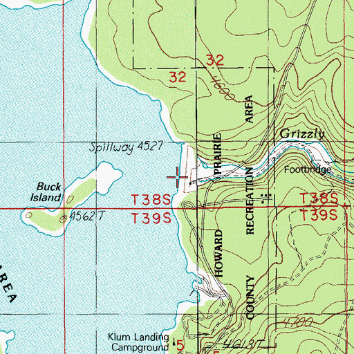 Topographic Map of Howard Prairie Dam, OR