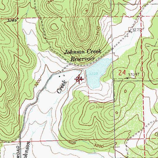 Topographic Map of Johnson Creek Dam, OR