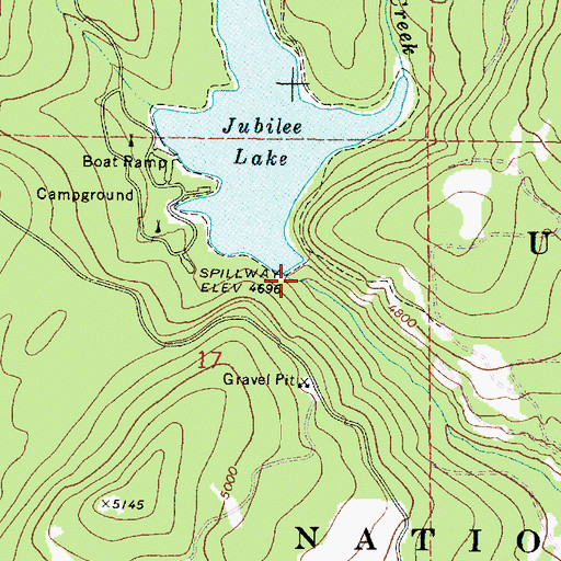 Topographic Map of Jubilee Meadows Dam, OR