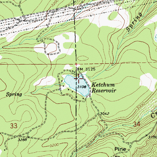Topographic Map of Ketchum Dam, OR