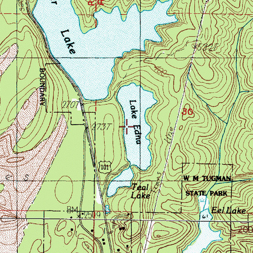 Topographic Map of Lake Edna Dam, OR
