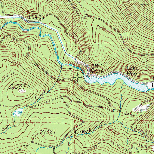 Topographic Map of Lake Harriet Dam, OR