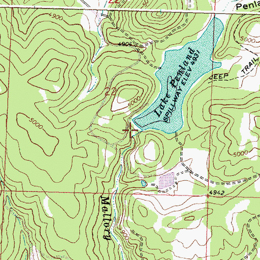 Topographic Map of Lake Penland Dam, OR