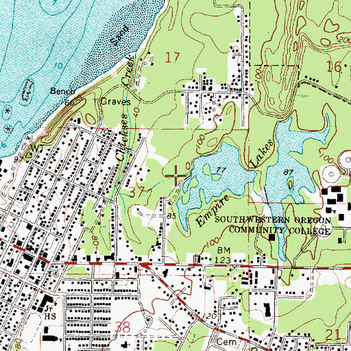 Topographic Map of Lower Empire Lake Dam, OR