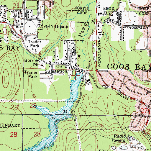 Topographic Map of Lower Pony Creek Dam, OR