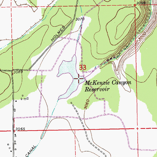 Topographic Map of McKenzie Canyon Dam, OR